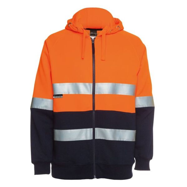 Mens Hi-Vis (D+N) Full Zip Fleecy Hoodie Thumbnail